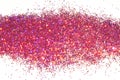 Pink holographic glitter on white background in vintage nostalgic colors