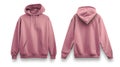 Pink hoodie, front and back view on a white background Royalty Free Stock Photo