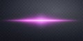 Pink horizontal lensflare. Light flash with rays spotlight. Pink glow flare light effect. Vector illustration. Isolated Royalty Free Stock Photo