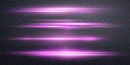 Pink horizontal lensflare. Light flash with rays spotlight. Pink glow flare light effect. Vector illustration. Isolated Royalty Free Stock Photo