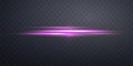 Pink horizontal lensflare. Light flash with rays spotlight. Pink glow flare light effect. Vector illustration. Isolated Royalty Free Stock Photo