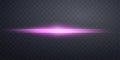 Pink horizontal lensflare. Light flash with rays spotlight. Pink glow flare light effect. Vector illustration. Isolated Royalty Free Stock Photo