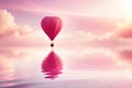 Pink hot air balloons over the lake Royalty Free Stock Photo