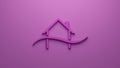 Pink house logo with wave. 3D rendering illustration