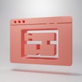 Pink House plan icon isolated on pink background. Minimalism concept. 3D render illustration Royalty Free Stock Photo