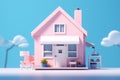 Pink house with white door and windows Royalty Free Stock Photo