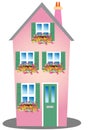 Pink house with window box