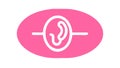 Pink human ear icon, symbolizing hearing and auditory senses , vector design Generative AI Royalty Free Stock Photo
