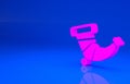 Pink Hunting horn icon isolated on blue background. Minimalism concept. 3d illustration. 3D render Royalty Free Stock Photo