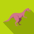 Pink hypsilophodon dinosaur icon, flat style