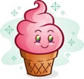 Pink Ice Cream Cone Cartoon
