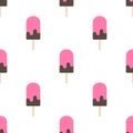 Pink ice cream lolly seamless pattern on white background