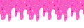 Pink ice cream melted with colorful cute candy sprinkles long border, banner seamless pattern