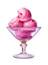 Pink ice cream scoops in a glass saucer. Royalty Free Stock Photo