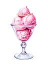 Pink ice cream scoops in a glass saucer. Royalty Free Stock Photo