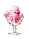 Pink ice cream scoops in a glass saucer. Royalty Free Stock Photo