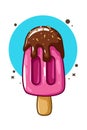 A pink ice cream stick illustration