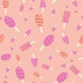 Pink ice cream sticks seamless vector pattern