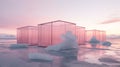 Minimalist Classical Architecture Forms In Vatnajokull With Soft Colored Installations