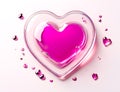 Pink Ice heart shape isolate white background. Generative AI Royalty Free Stock Photo