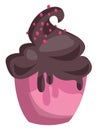 Pink icecream cup with choclate icecream and pink sprinkles on top vector illustration Royalty Free Stock Photo