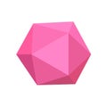 Pink icosahedron basic simple 3d shapes isolated on white background, geometric icosahedron icon, 3d shape symbol icosahedron,