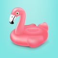 Pink Inflatable Flamingo Swim Ring Isolated Mint Background