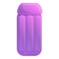 Pink inflatable mattress icon, cartoon style