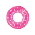 Pink inflatable ring vector. 3d realistic swimming toy in front view isolated on write background. Rubber rink with hearts on Royalty Free Stock Photo