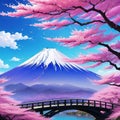 pink inspired mountain fuji cherry tree Royalty Free Stock Photo