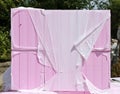 Pink insulating boards wrapped