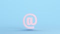 Pink Internet At Icon Email Address Send Post Communication Sign Symbol Kitsch Blue Background