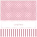 Pink vector invitation card with polka dots and st Royalty Free Stock Photo