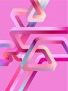Pink Isometric impossible lines. Abstract light geometric background.