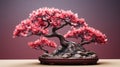 Pink Japanese Bonsai Tree On Colored Background - Uhd Image