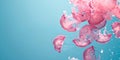 Pink jellyfish underwater dance, serenity and marine life motion. calm aquatic scene, nature beauty captured. elegant Royalty Free Stock Photo