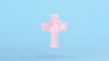 Pink Jesus Christ Cross Holy Faith Easter Icon King Of The Jews Kitsch Blue Background