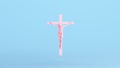 Pink Jesus Christ Crucifixion Cross Holy Faith Easter Icon King Of The Jews Kitsch Blue Background Royalty Free Stock Photo