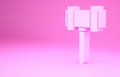 Pink Judge gavel icon isolated on pink background. Gavel for adjudication of sentences and bills, court, justice