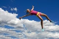 Pink jumping girl Royalty Free Stock Photo