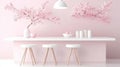 Pink Kitchen Design with Blossom Decor Royalty Free Stock Photo