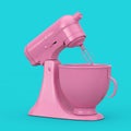 Pink Kitchen Stand Food Mixer in Duotone Style. 3d Rendering