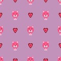 Pink kitty with love vector patterm