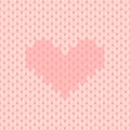 Pink knitted seamless pattern with heart