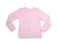 Pink knitted sweater on white background Royalty Free Stock Photo