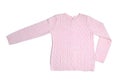 Pink knitted sweater on white background Royalty Free Stock Photo
