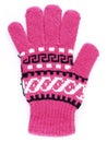 pink knitting wool winter glove isolated on white background Royalty Free Stock Photo