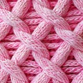 Pink Knitwear Fabric Texture close-up. Pink Knitted Background.