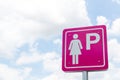 Pink label sign priority car park for lady first in the gas station. symbol of carpark. priority benefits of the special people. i Royalty Free Stock Photo