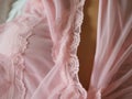 pink lace nightgown closeup.